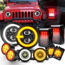 7 Led Headlights Fog Lights Turn Tail Lamp Combo For Jeep Wrangler Jk 2007-2018