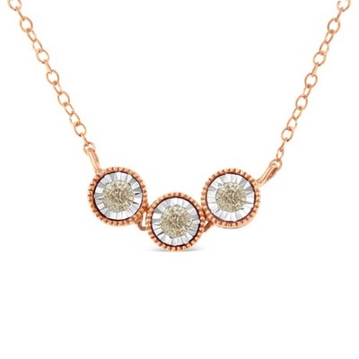 10K Rose & White Gold Plated 1/4 Carat Diamond Necklace in Sterling Silver