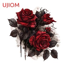UJIOM Red Rose Wall Stickers Vintage Graphics Design Wallpapers Room Acc...