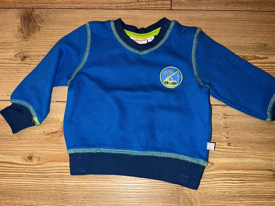 Baby Pullover blau - Auto - Liegelind - Größe 68