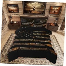 American Flag Camo Comforter Set,Military Hunting Bedding Set Full Pattern 16