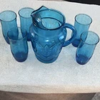 VTG Anchor Hocking Colonial Tulip Pitcher with 5 Glasses Drinkware Set  1960’s