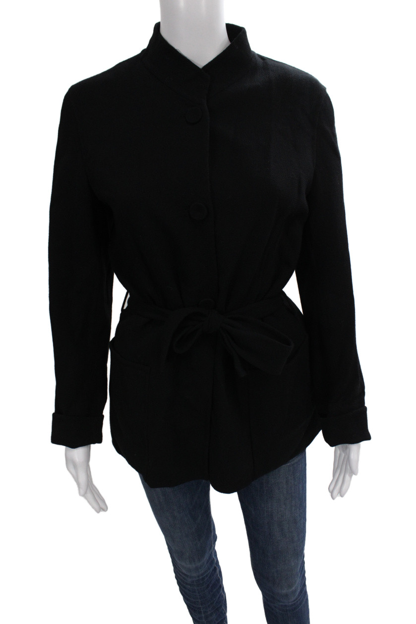 Luciano Barbera Womens Basic Wool Jacket Black Button Long Sleeve Size 42Free Shipping in US $100+ Orders | $6.95 Orders Below