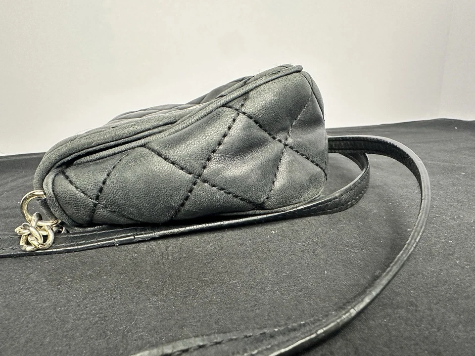 复古原装 Michael Kors 黄油柔软 Y2K 黑色迷你绗缝富尔顿 — 第 4/4 张图片