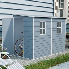 4'x8' Outdoor Resin Storage Shed with Floor,Windows  Lockable Doors for Garden