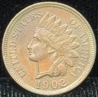 1902 US Indian Head One Cent Coin 1C