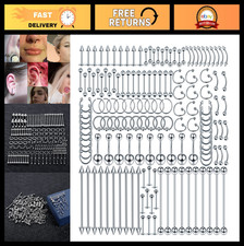 150PCS Body Piercing Kit - Stainless Steel Jewelry for Lip, Nose, Tongue, Tragus