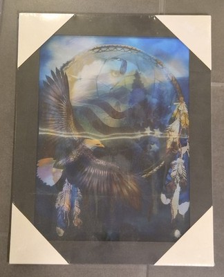 3D Wandbild Adler Traumfänger 30x40 cm Bilderrahmen Wanddekoration Neu