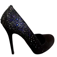 ALEXANDER McQUEEN Swarovski Crystal Encrusted Stiletto Pump Size 39 9 Heels Shoe