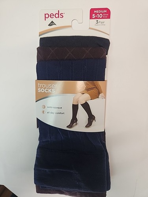 #ad Peds Assorted Colors Trouser Socks 3 pack Medium Shoe size 5 10 $8.99