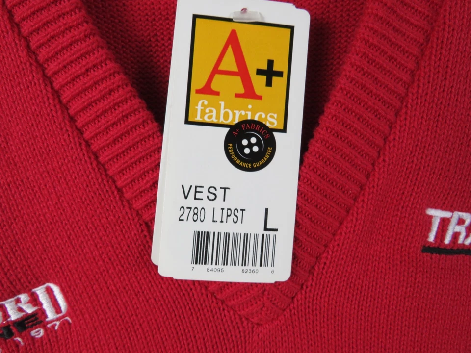 Vintage USA NWT Size L Tracker boat Bradford Marine Red Sweater Vest Cardigan - Image 4 of 4