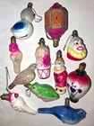 VTG 11 Figural Milk Glass Christmas Light Bulbs Frog,Birds,Clown,Basket & more!