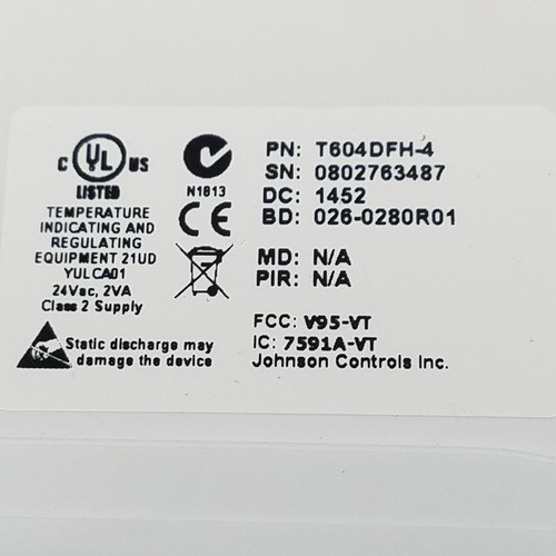 Johnson Controls T604DFH-4 FCU Termostato de Hospitalidad, 24VAC, Clase 2 - NUEVO - Imagen 2 de 8