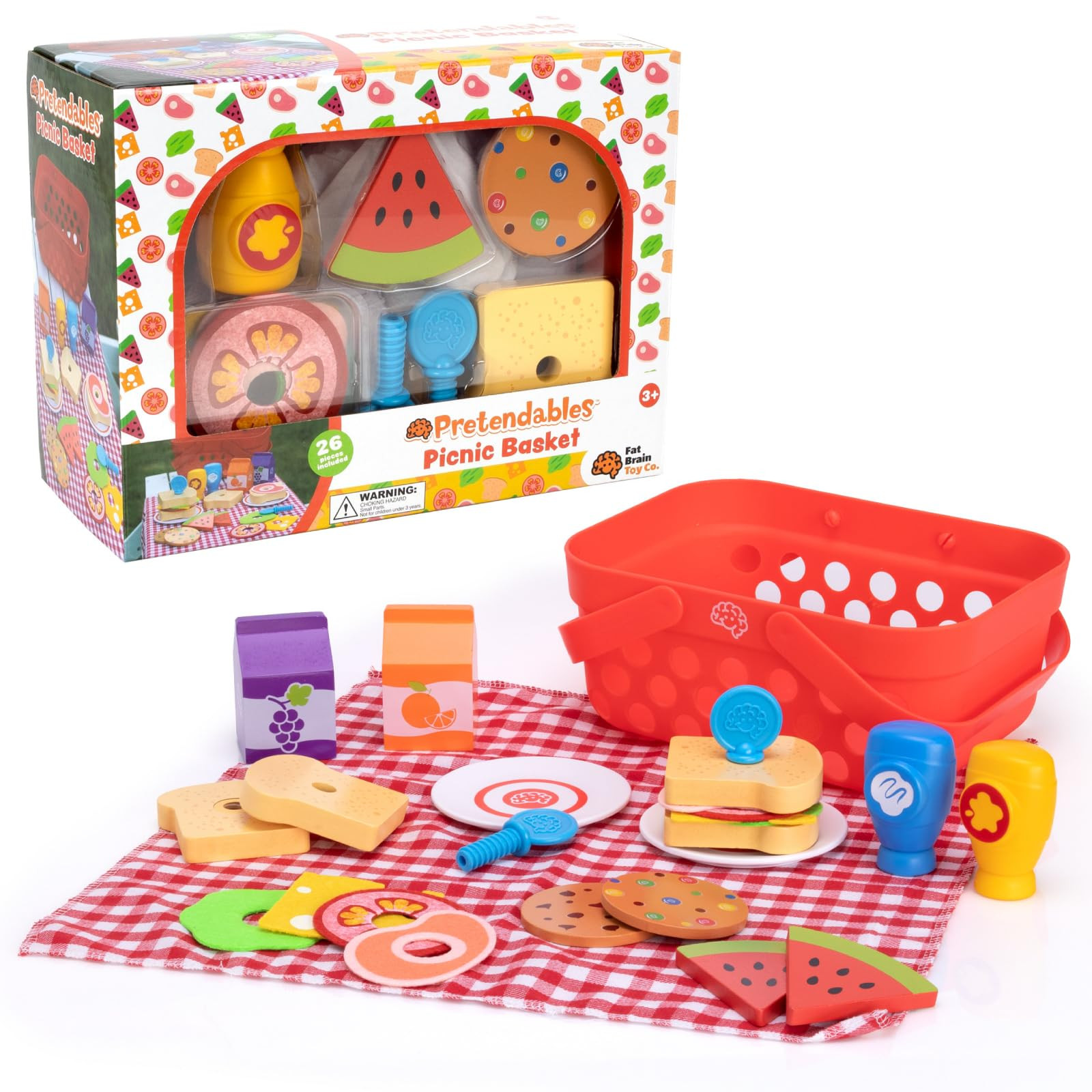Fat Brain Toys Pretendables - Set di cestini da picnic per bambini, cestino da p