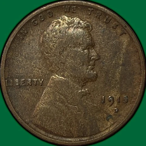 1915-D Lincoln Wheat Cent Fine F Coin #34206