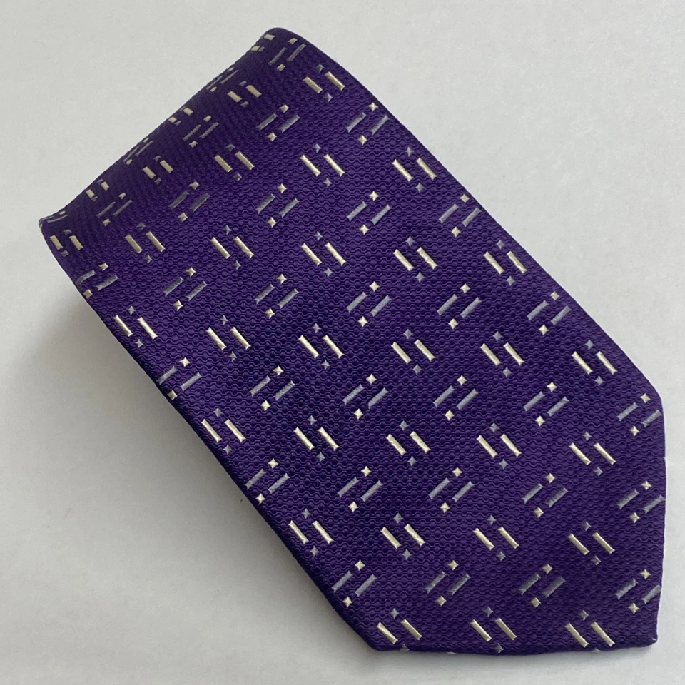 HICKEY FREEMAN TIE PURPLE GEOMETRIC XL Extra Long Tall Necktie MADE IN USA.  S66 - Image 2 of 4