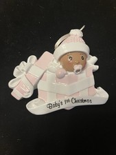 Pink Baby's First Christmas Tree Ornament Girl Present Gift