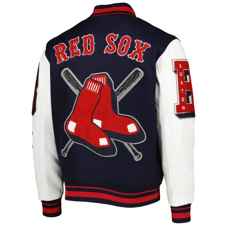 Boston Red Sox Mash Up Navy Blue Wool Sleeves Varsity Letterman Jacket