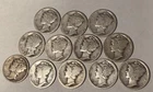 Lot of 12 Mercury Dimes 90% Silver all different dates sold for melt value