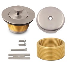 Lift Turn Bathtub Drain and Overflow Kit Universal All-Brass Tub Drain As...