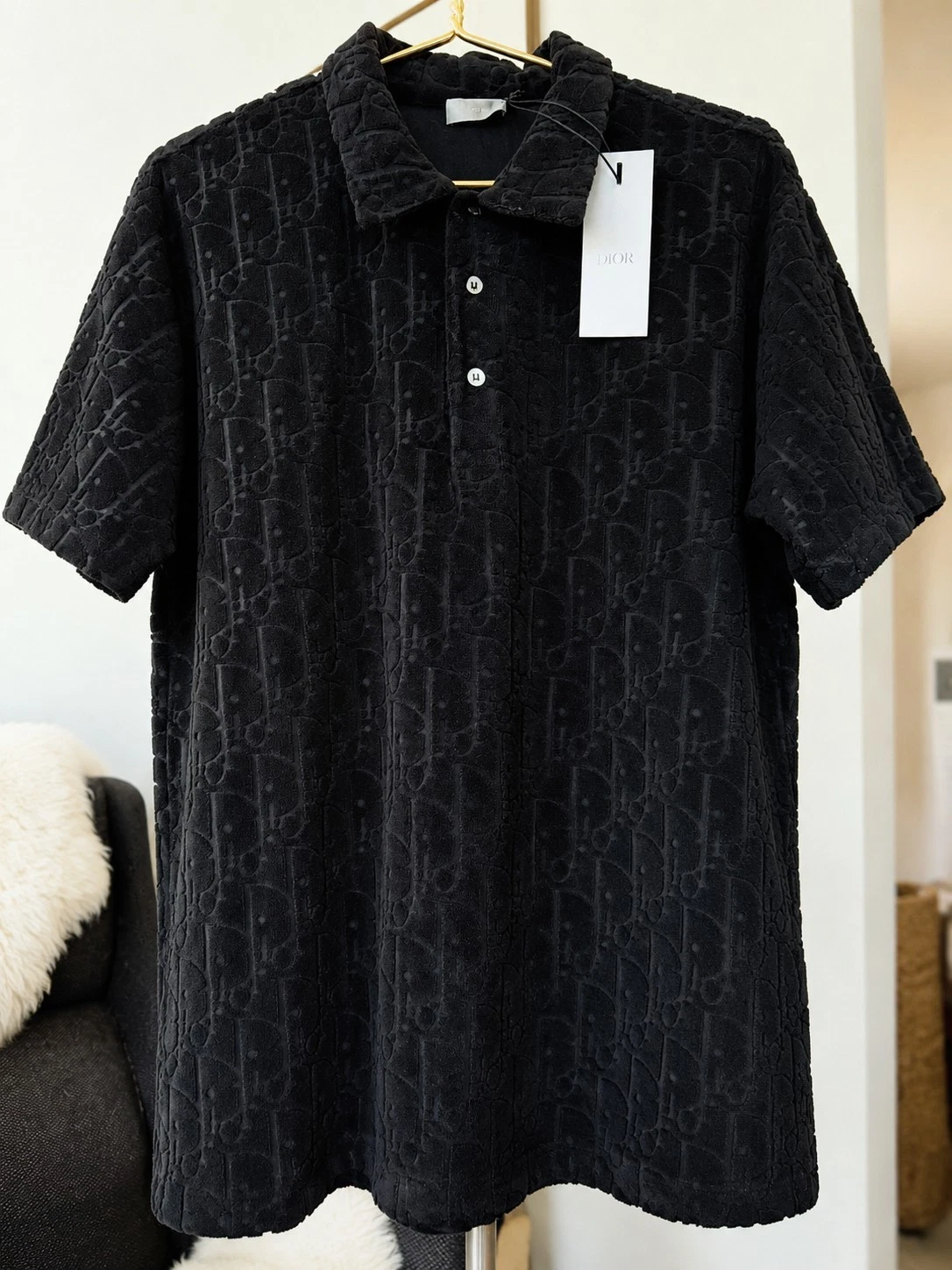 Dior — Authentic Dior Oblique Terry Polo Shirt Black Size L NWT Made In Italy
