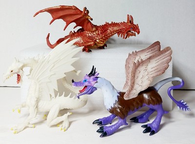 3 Dragon Figures SAFARI Ltd Glow-In-The-Dark SNOW & THUNDER 5.5'' Shantou WINGED