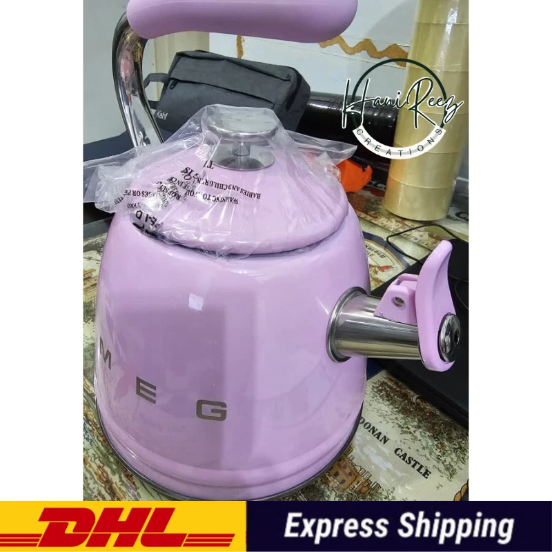 SMEG 全新 Whistling 茶水锅炉加热器 不锈钢炉灶 罐 DHL 船 — 第 3/4 张图片