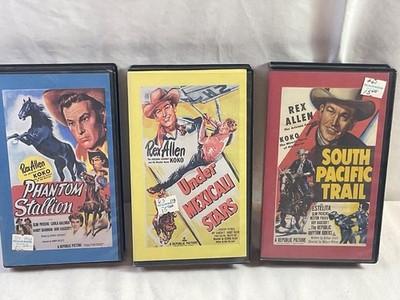 3 Rex Allen VHS South Pacific Mex Stars Phantom Western 734 735 428 Shell Box