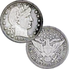 1909 Barber 25¢ (Twenty Five Cents) - Well Preserved Silver Coin VF+