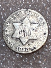 1853 Rare 3 Cent Silver Coin D017