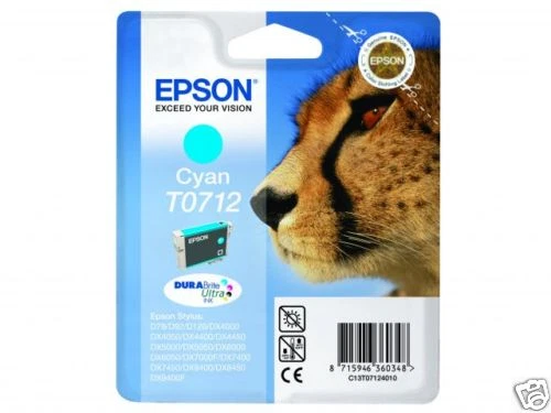 CARTOUCHE EPSON CYAN T0712 / t071 guepard jaguar panthere pas noir jaune magenta