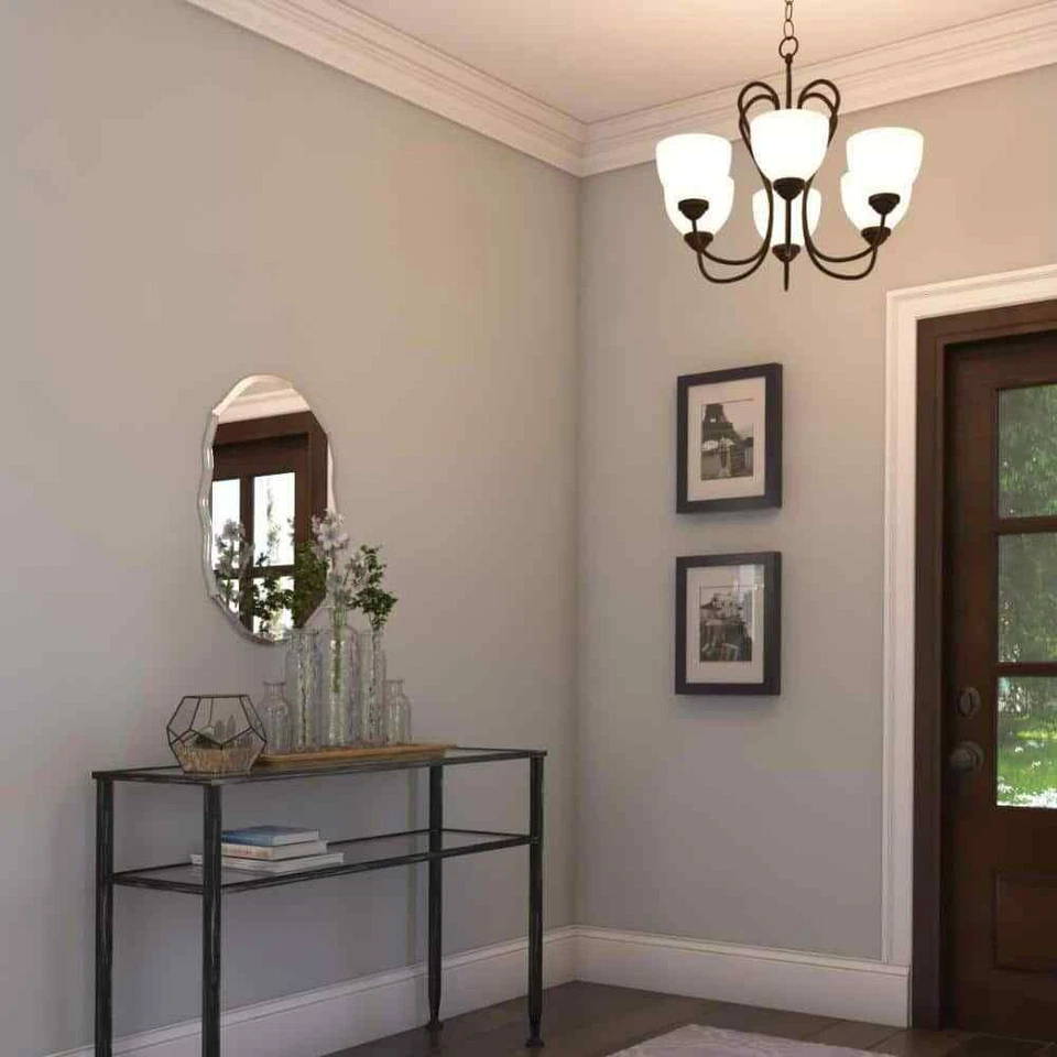 Progress Lighting Heart Antique Bronze Etched Glass Farmhouse Chandelier Light - Image 2 of 3