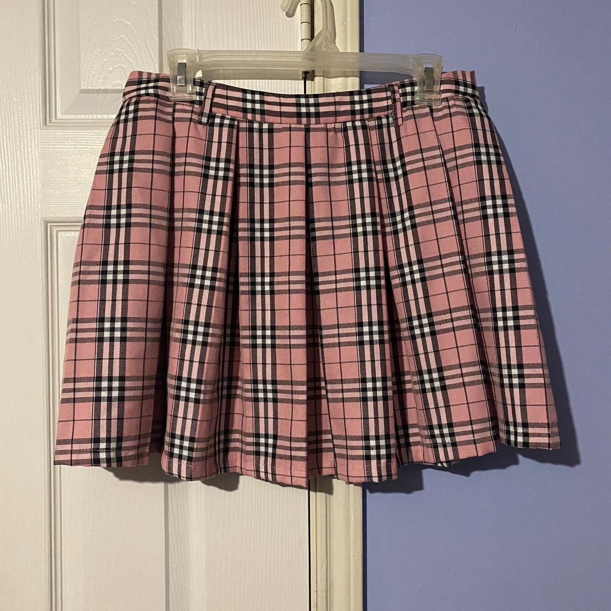 Hot Topic Pink Plaid Pleated Skirt Grunge Emo Mall Goth eBay