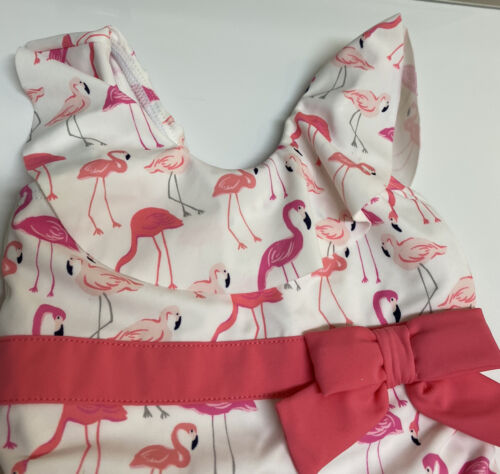 Janie and Jack White W/ Pink Flamingos one-piece swim suit Baby Girl 3-6M - Picture 3 of 6