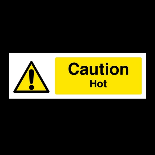Caution Hot 300x100mm Plastic Sign OR Sticker (WG9)