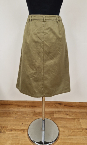 Orvis green skirt size 10 a line pure cotton pockets midi light denim summer - Picture 3 of 8