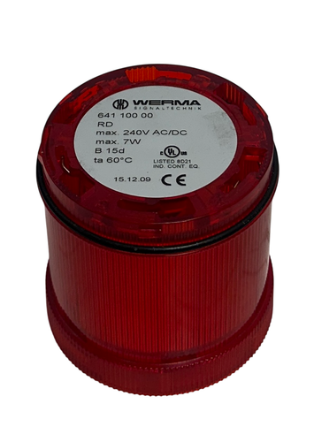 10 WERMA 641 100 00 / 64110000 PERMANENT LIGHT ELEMENTS RED 240VAC/DC 7W USNP - Picture 3 of 3