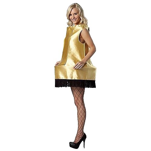Christmas Tree Holiday Novelty Dress w/ Gold Tinsel Trim S (4) | eBay