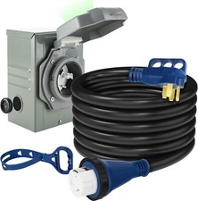 50 Amp Power Inlet Box 25FT Generator Cord,125V/250V Emergency Power Combo Kit