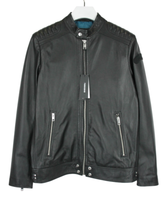 DIESEL L-Shiro-Wh Jacket Men's MEDIUM 100% Leather Biker Zipped
