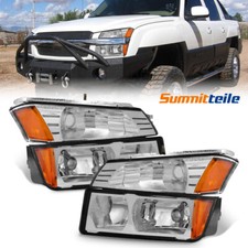 Pair Front Lamps Headlights Assembly For 02-06 Chevy Avalanche W Body Cladding