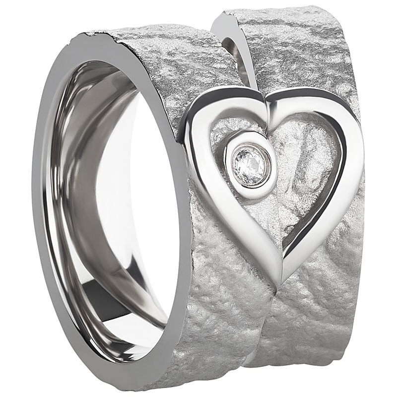 Ring Freundschafts- Partnerr- Symbol- Verlobungsringe Edelstahl Silber + Gravur