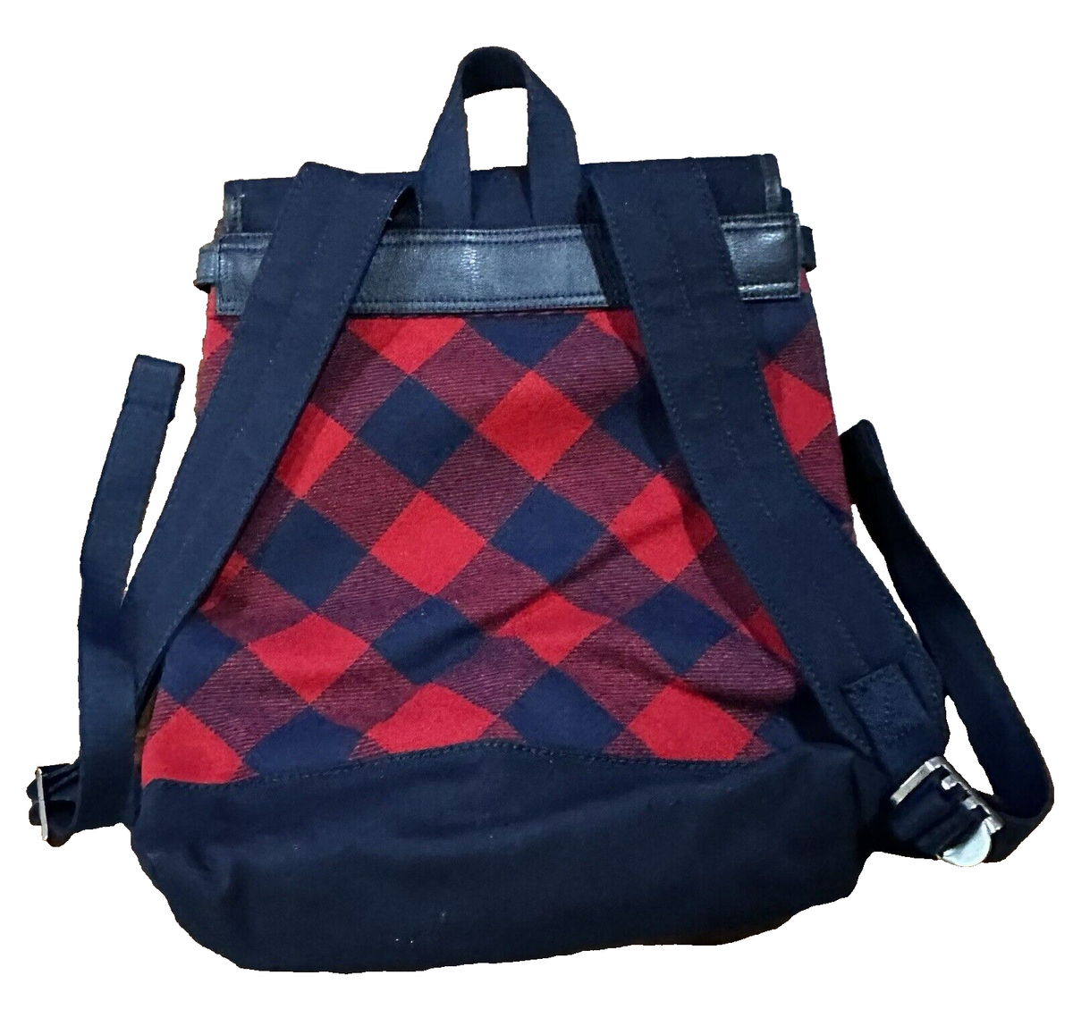 Lands End Red Black Buffalo Check Flannel Canvas Backpack | eBay display picture 2