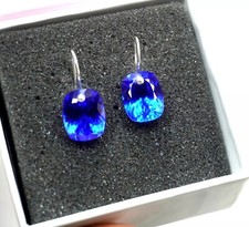 Coppia orecchini argento sterling 925 taglio cuscino tanzanite blu naturale 33 ct gemma