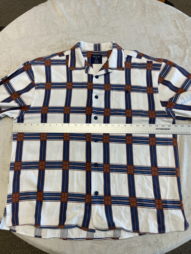 Trust Shirt Mens 2XL Blue Button Down Casual Short Sleeve Linen Blend - Picture 7 of 9