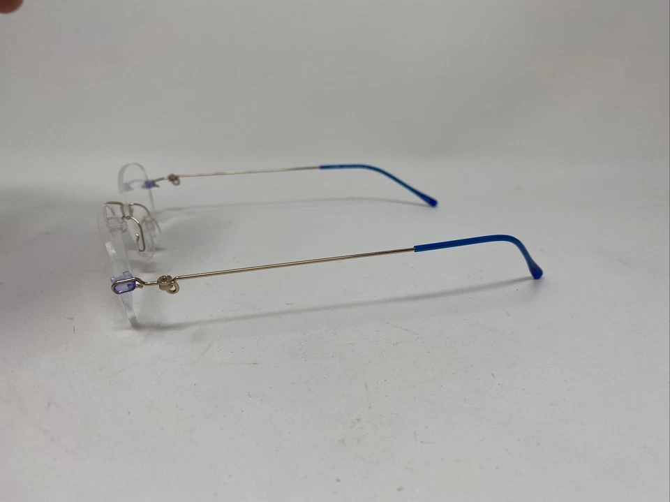 MASUNAGA RIMLESS TITANIUM EYEGLASSES FIT-1 B15 50/20 M1 No 8 BLUE GOLD QM35 - Image 2 of 4