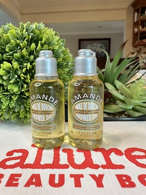 2x L'Occitane Amande Almond Shower Oil Body Wash Travel Mini Size 1.1oz 35mL New
