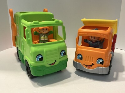 Fisher-Price Little People Recycle Trash & Dump Trucks (2), with Sounds