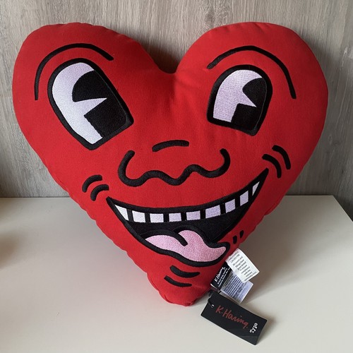 Cojín Keith Haring Corazón Rojo Grande Oficial Por Typo Graffiti Street Artist