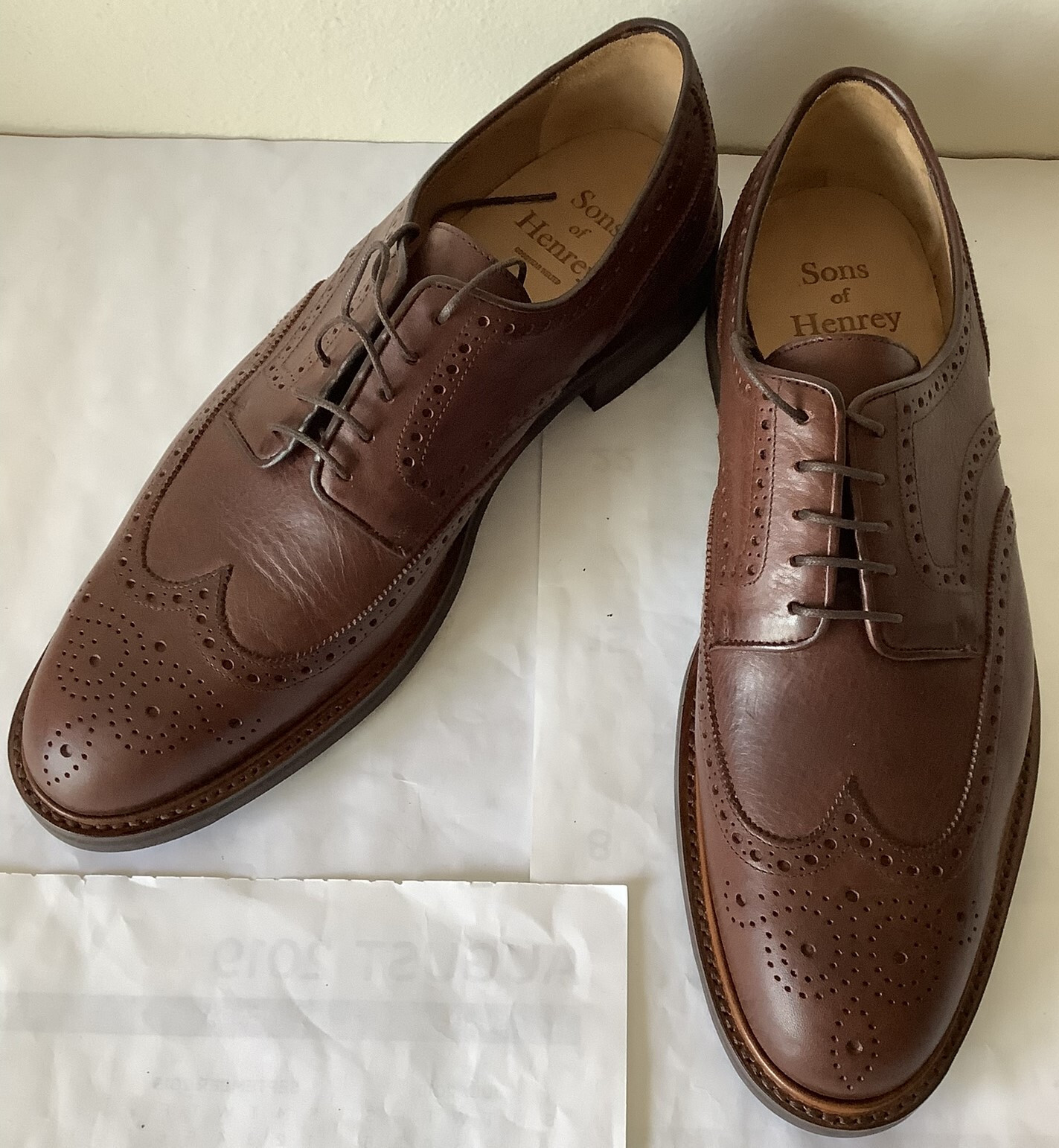 SAOLA Scarpe Sons of Henrey Longwing Derby Wingtip taglia 11 USA